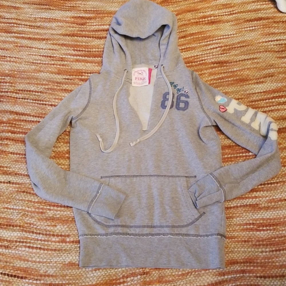 Vs‎ pink deep v hoodie sweatshirt hooded small s